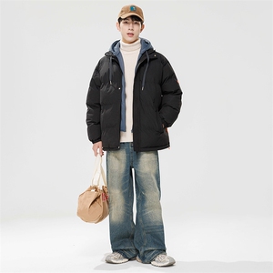 棉衣男三防冬季新款港风宽松连帽假两件加厚棉服914-4-WT08 P70图片