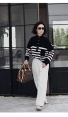 2025年秋季新款亮丝圆领针织女士羊毛衫时尚休闲通勤百搭，女装羊毛衫，狄美羊绒