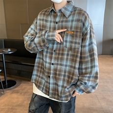 F458P32秋冬男装新款男生宽松衬衫外套格子学生款，男装衬衫，星座512-6