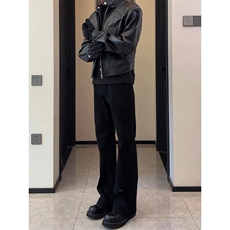 W10811-P35网图现货美式高街廓形西裤休闲裤直筒微喇裤子，男装西裤，星座1608
