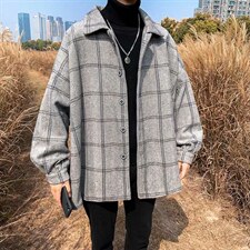 春季潮流学生帅气毛呢大衣男ins宽松风衣男呢子外套格子SY13-p70,男装风衣,星座1008-2