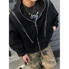 解构多拉链连帽开衫卫衣男女秋冬季重磅廓形外套WA251，女装短外套，星座1116A（原606A-3）