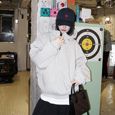 抖音得物高品质25秋冬美式高街宽松结构防风高领连帽卫衣外套W60，男装卫衣，电商A486