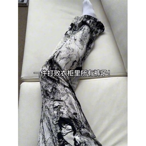 夏季薄款扎染阔腿裤女山本裤宽松高腰休闲裤超长拖地裤 K688图片