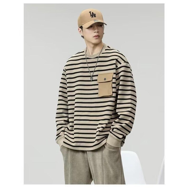 男条纹长袖男潮流体恤男款卫衣秋季春秋上衣T03-P37，男装T恤，星座208-5