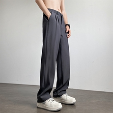 217-2-HK2436-P45夏季冰丝垂感直筒休闲裤男西装长裤，男装西服套装，星座217-2