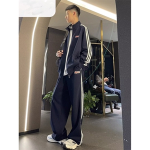 休闲套装男秋季新款宽松加大码潮流卫衣卫裤运动休闲两件套图片