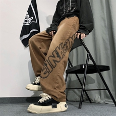 新款美式复古牛仔裤ins潮牌字母高街宽松百搭直筒长裤K4770-P45，男装牛仔裤，星座512-2