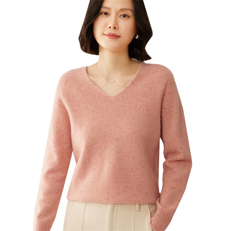 时尚百搭羊毛加厚V领毛衣显瘦修身保暖女士针织衫,女装羊毛衫,昭美羊绒