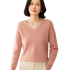 时尚百搭羊毛加厚V领毛衣显瘦修身保暖女士针织衫，女装羊毛衫，昭美羊绒