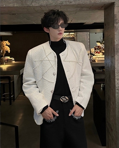 现货 25秋冬男士毛呢小香风珍珠夜店毛呢外套XXF37-P148图片