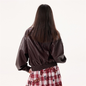 嘻哈秋冬季痞帅机车服铺皮衣外套宽松男女短款夹克上衣YD06-P125图片