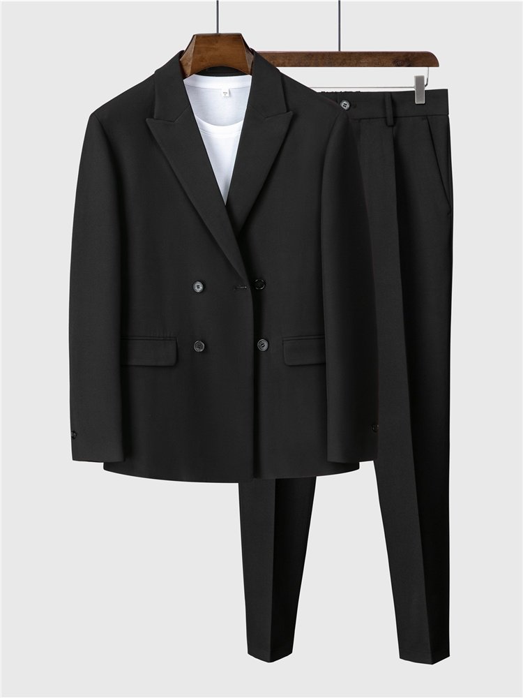 白色痞帅休闲男潮流宽松轻熟风西服套装男士网红外套秋冬季薄款，男装西服套装，星座505-2（原电商A260-1)