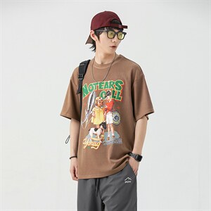 2023夏新款情侣风个性卡通印花宽松圆领短袖T恤上衣T2215-P38,男装T恤,星座914-3