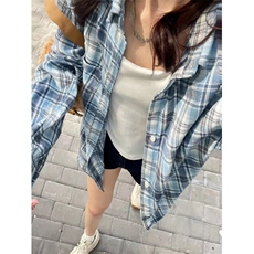 慵懒风美式复古格子衬衫男女夏薄款新款宽松小众防晒外套CY89，男装衬衫，星座1116A（原606A-3）