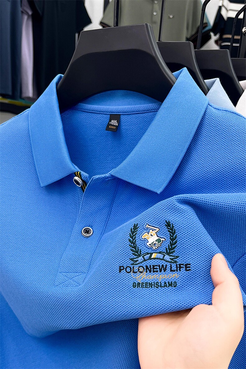 翻领Polo衫男短袖T恤2024新款商务休闲高端夏装纯棉半袖上衣潮,男装Polo衫,电商B212（原钱塘6029）