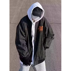 鹿皮绒刺绣外套复古街头字母刺绣外套男宽松皮衣棒球服JT23，男装夹克，星座1116A（原606A-3）