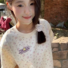 H0503-p30甜美碎花短袖发泡印花t恤女夏，女装T恤，星座617A-2