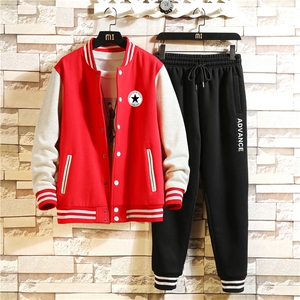 秋季新款棒球服运动套装日系大码宽松两件套XZ102A-4-8631-P95图片