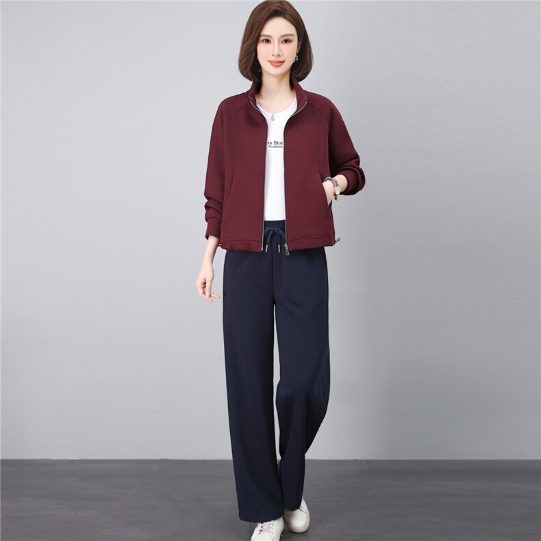 长期有货春秋2026年新款早秋开衫卫衣中年妈妈装休闲运动两件套女，女装套装/套裙，璐依舞