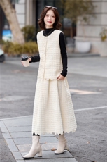 小香风马甲套装女2025秋新款气质巨好看的马甲打底衫半身裙三件套，女装套装/套裙，流量+