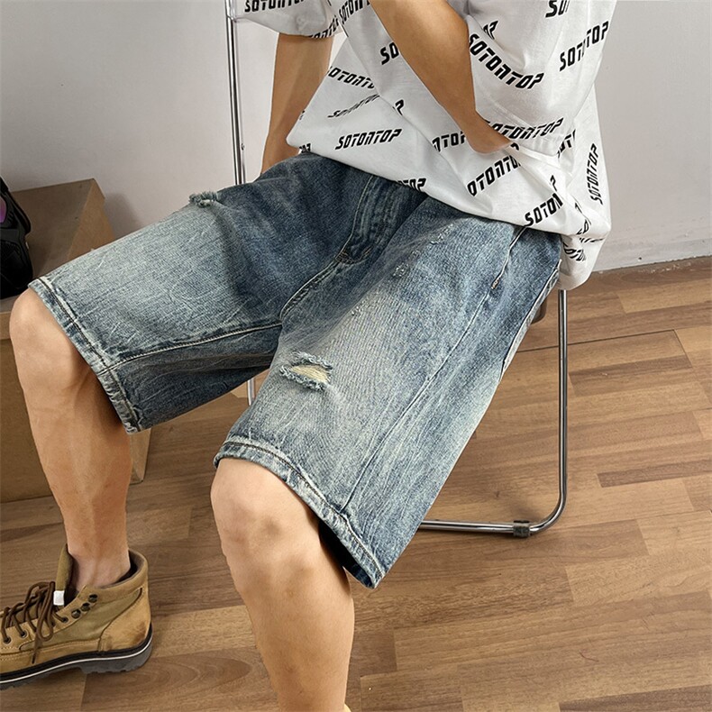 高街牛仔短裤男夏季五分裤N838P35,男装牛仔裤,星座1116-2