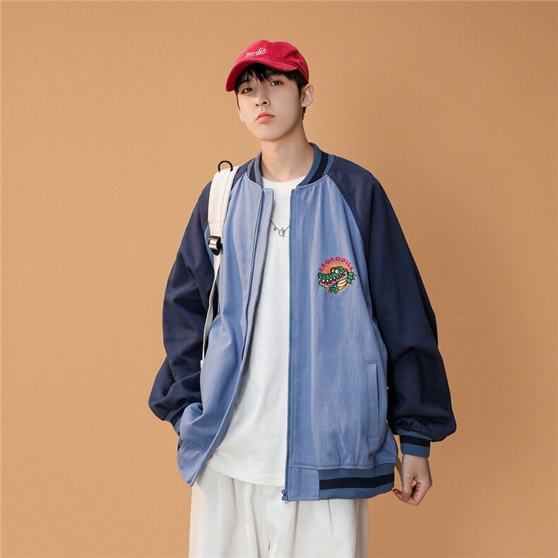 25春季新款棒球领潮流鳄鱼水洗长袖休闲夹克外套JK97/P90,男装夹克,星座202