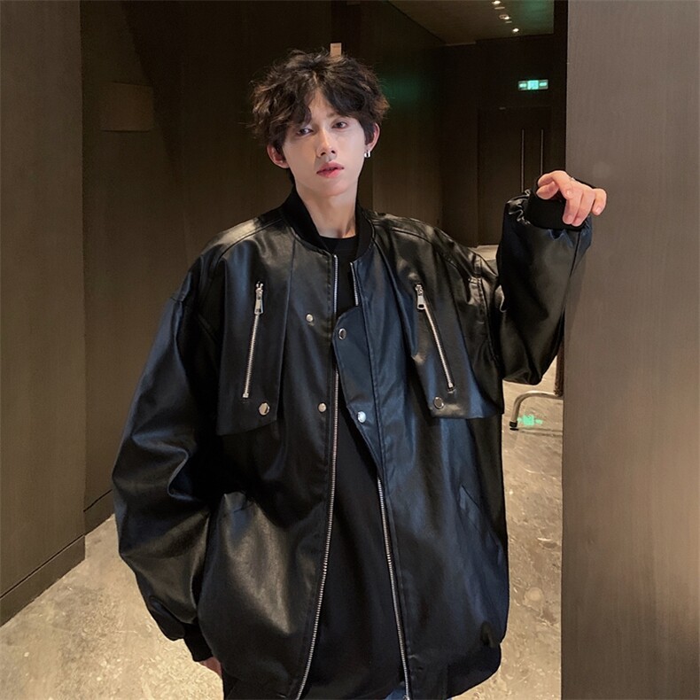 档口图现货PU皮夹克多拉链设计感假两件皮外套DY2317-特P80,男装夹克,星座1213