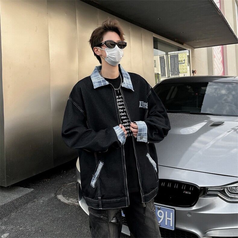 F694P65春装拼接牛仔外套男季2025新款设计感vint,男装夹克,星座512-6