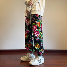 13潮风东北大花加绒裤宽松束脚阔腿裤棉裤潮XZ211-1-K2373-P55，男装棉裤，星座211-1