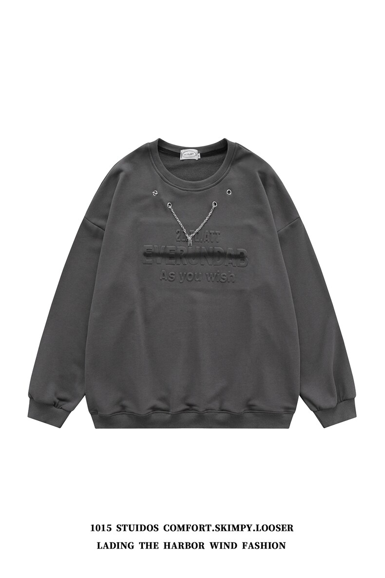（数据款）秋季美式压印字母印花宽松情侣卫衣外套1015-WY231-P75,女装短外套,四季星座1015