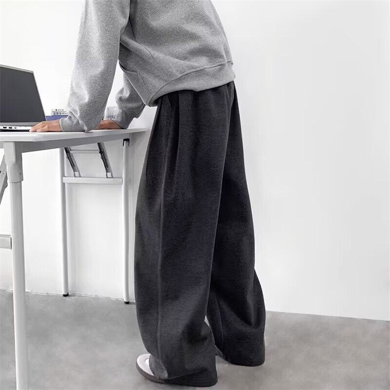 深灰色弯刀卫裤男款秋冬加厚高级感痞帅美式复古休闲运动阔腿裤子,男装休闲裤,星座506A