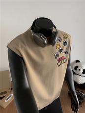 XZ809A/HBBX03/P20/控38重磅华夫格印花美式复古圆领背心，男装T恤，星座809A(原222-1)