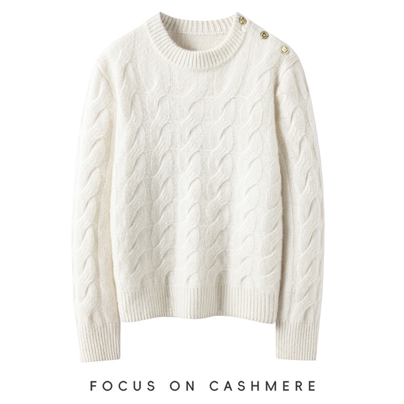 秋冬新款纯色针织圆领套头上衣时尚百搭，女装羊绒衫，缇曼羊绒