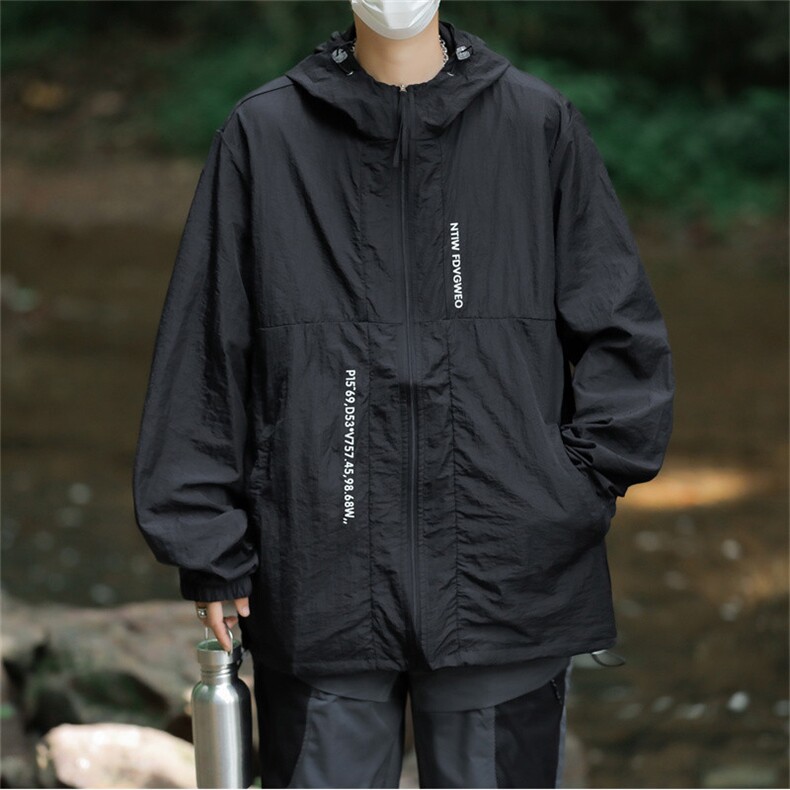 F316-P43夏季新款潮流纯色连帽夹克外套轻薄冰丝透气防晒服现货，男装防晒衣，星座512-6
