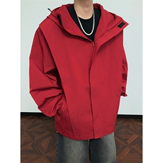 JK2606/P65春装新款现货连帽夹克男宽松大码潮流外套上衣，男装夹克，电商A141