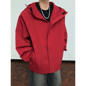 JK2606/P65春装新款现货连帽夹克男宽松大码潮流外套上衣图片
