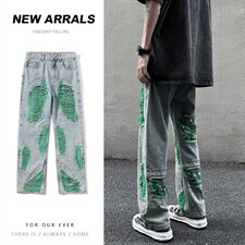 B221个性男女美式ins高街小众破洞牛仔裤子LK22039-P65控88，男装牛仔裤，电商B221