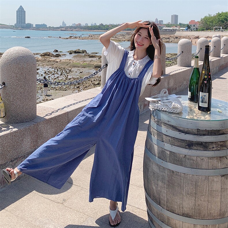 韩版百搭新款时尚套装女洋气减龄显瘦背带裤两件套小个子夏季薄款,女装套装/套裙,维壹
