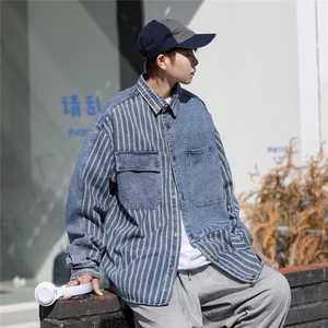 盐系炸街条纹外套男2024春秋高级夹克图片