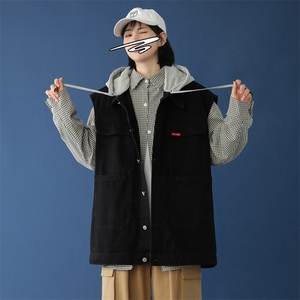 MJ208-p58-限价88 M-5XL oversize连帽马甲宽松大码牛仔马甲图片