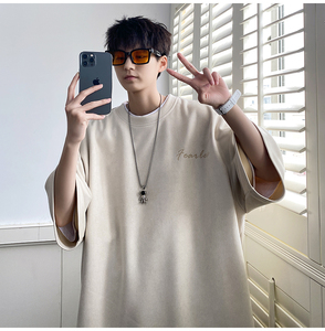 2026春夏新款麂皮绒美式字母短袖M~5XL XZ604-DT305-P45控58图片