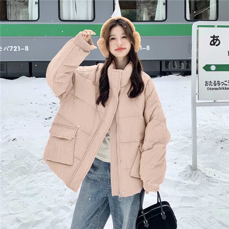 现货：冬季新款复古立领休闲面包羽绒服50绒2C135-8958P285K428图片