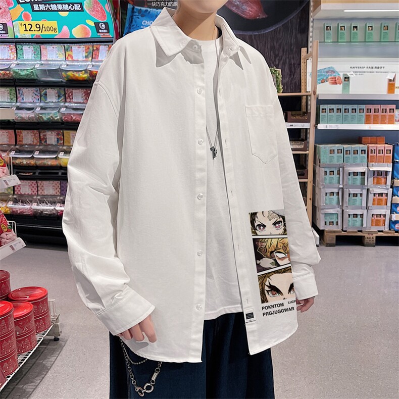 春季长袖衬衫男宽松港风衬衣男外套男CSCS287-P35,男装衬衫,电商B371