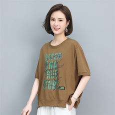 时尚印花短袖T恤女宽松显瘦百搭上衣夏季新款潮流休闲半袖打底衫，女装衬衫，叶笙衣