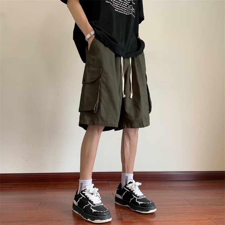 工装短裤男港风潮流大口袋个性帅2024夏季新款ins五分裤K4047-P35,男装休闲裤,星座412-3