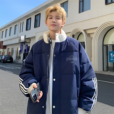 ！2025冬季男士立领棉衣撞色简约印花情侣棉服外套MY213特P80，男装棉衣，电商B220