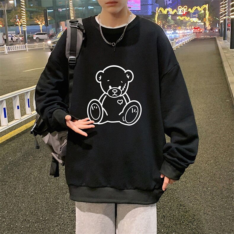 S6174-P28加绒款-P33秋季圆领卫衣男大码韩版宽松长袖外套,男装卫衣,电商A040