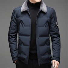 21新款商务休闲羊羔毛翻领宽松休闲时尚羽绒服外套F31/2210-P185，男装羽绒服，电商B212（原钱塘6029）