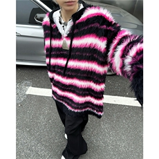 撞色条纹毛衣外套男潮针织衫套头4公分锦纶水貂毛刷毛MY9537，男装针织衫/毛衣，星座1116A-1（原606A）